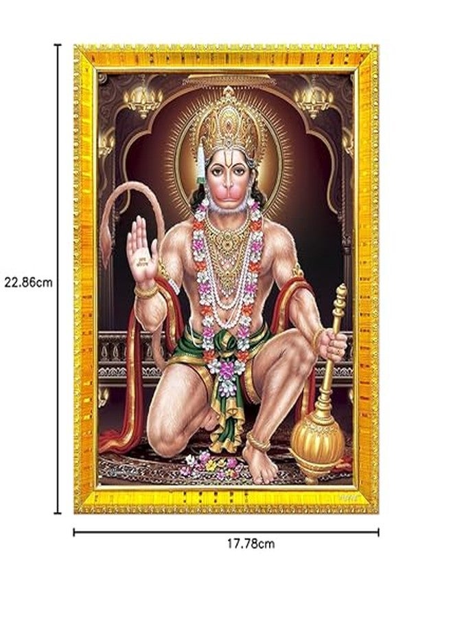 ZIG-ZAG zig zag Lord Hanuman Ji Bajrangbali Photo Frame For Wall / Table / Pooja Room ( 7X9 Inches, Acrylic Glass) Golden, Rectangular - Image 5
